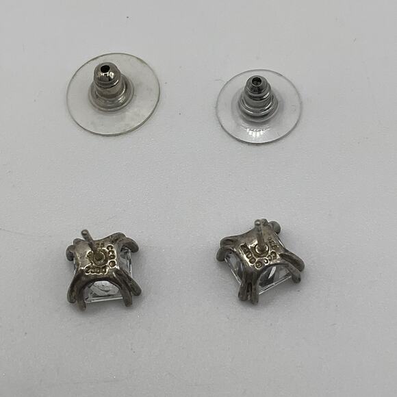 Cubic Zirconia Solitaire Earrings Sold Sterling Setting about 4 CTW Princess Cut - Picture 8 of 12